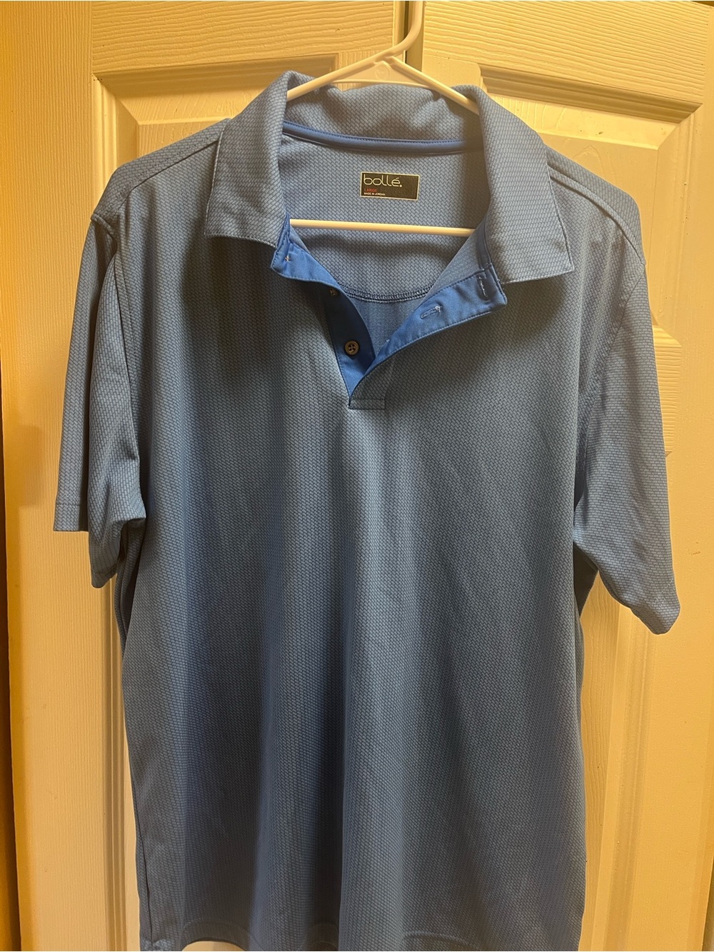 bolle Men's Light Blue Polo with Contrast Placket
